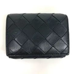 IT336311 ボッテガヴェネタ 三つ折り財布 イントレチャート ブラック メンズ BOTTEGAVENETA 中古