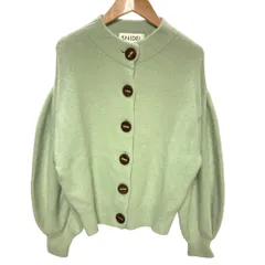 美品 SNIDEL スナイデル ボリュームスリーブ ニットカーディガン F グリーン レディース 古着 中古 USED