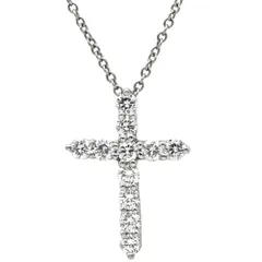 ティファニー Tiffany & Co ネックレス スモールクロス ダイヤ ペンダント プラチナシルバー 11石 11石 クロス 十字架 【中古】