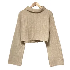 美品 LE CIEL BLEU ルシェルブルー クロップドランダムリブニット アルパカブレンド プルオーバー サイズ36 オートミールベージュ レディース 古着 中古 USED