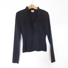 美品 FOXEY フォクシー シフォンフリル ニットボレロ カーディガン 40 ブラック レディース 古着 中古 USED