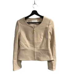 エムプルミエ M-Premier ジャケット ノーカラー ジップアップ 36 ベージュ ■WGA