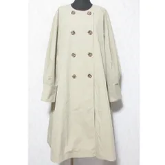 美品 24SS BEAMS HEART ビームスハート 定番 オンライン完売モデル バックタック ノーカラーロングコート 43-19-0426-152 M ベージュ レディース 古着 中古 USED