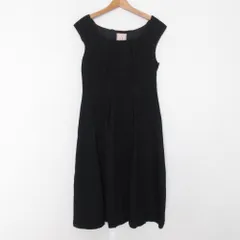 美品 Sybilla シビラ フラワーモチーフ ノースリーブ ひざ丈 ワンピース L ブラック レディース 古着 中古 USED