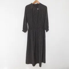 美品 STRAWBERRY FIELDS ストロベリーフィールズ 総柄 長袖 ロングワンピース ブラック レディース 古着 中古 USED