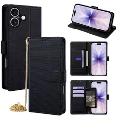 iPhone17/iPhone17Air/iPhone17Pro/iPhone17ProMax 手帳型スマホケース レディース｜マグネット式｜金属チェーンショルダー対応｜多機種対応 【ブラック XKS】