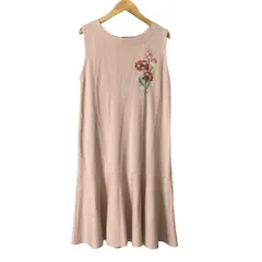 チェスティ Chesty ワンピース ひざ丈 ノースリーブ 花刺繍 0 ピンク ■GY06