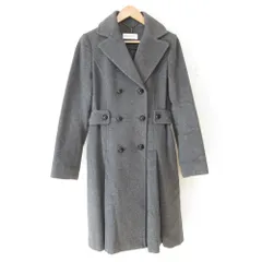 良品 TRU TRUSSARDI トゥルートラサルディー アンゴラウール ダブルブレスト ロングコート 38 グレー レディース 古着 中古 USED