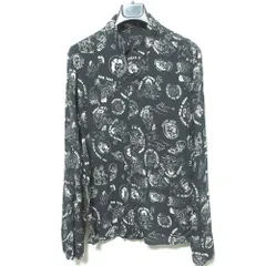 美品 ALLSAINTS オールセインツ レーヨン プリント 総柄 ロングスリーブ 長袖 シャツ 小さいサイズ XS ブラック メンズ 古着 中古 USED