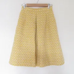 未使用 MACKINTOSH PHILOSOPHY マッキントッシュフィロソフィー フロントタック ひざ丈 ツイードスカート 36 イエロー レディース 古着 中古 USED
