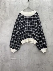 美品 Helm ヘルム しまむら ショート丈 ニット セーター sizeL/白ｘ黒 ◆■レディース