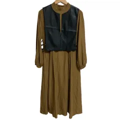 美品 RBS Ray BEAMS アールビーエス レイビームス フェイクレザー ベスト セット ワンピース サイズ1 ブラウン レディース 古着 中古 USED