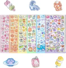 【6枚セット】 3Dシール ぷっくり ぷくぷくシール 可愛い ぷくぷく デコシー