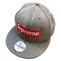 【美品】Supreme New Era シュプリーム　ニューエラ　コラボレーション　59FIFTY Box Logo Cap キャップ　帽子　グレー　メンズ　71/2 7ハーフ　人気完売　希少　高級　入手困難【Z1781】