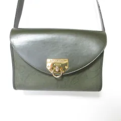 NINA RICCI ニナリッチ ロゴ レザーコンビ フラップ ショルダーバッグ ポシェット グリーン レディース 古着 中古 USED