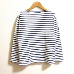 良品 SAINT JAMES セントジェームス ウェッソン ボーダー柄 バスクシャツ カットソー プルオーバー サイズ36 ホワイト×ネイビー レディース 古着 中古 USED