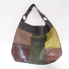 良品 interstaple インターステイプル パッチワーク レザー ハンドバッグ セミショルダーバッグ マルチカラー レディース 古着 中古 USED