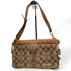 極美品　COACH　コーチ　ワンショルダーバッグ　シグネチャー　ブラウン