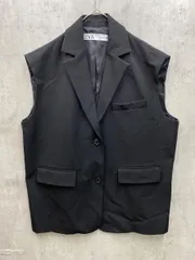 美品 ZARA ザラ テーラード ベスト ノースリーブ ジャケット sizeUSA L/黒 ◇■レディース