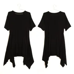 グラウンド ワイGround Y モダール天竺フレアドレープTシャツ 黒1