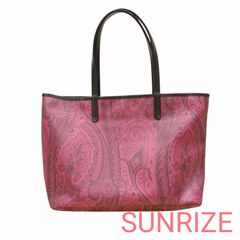 人気色】 ETRO ピンク ショルダー トートバッグ ペイズリー柄 A4可 