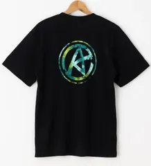 新作　半袖ドライTシャツ GRUNGE LOGO【ブラック/ダストグリーン】