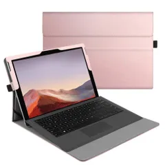 Fintie for Microsoft Surface Pro 7 Plus 2021/ 7/ 6 / 5 2017 / 4 / 3 ケース 専用スタンドカバー 薄型 軽量 ペンホルダー付き マルチ視角 合成皮革保護ケース(ローズゴールド)