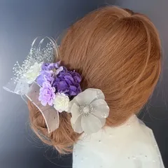 ha249 　パープル　和装　髪飾り 卒業式　成人式　袴　振袖　着物　結婚式