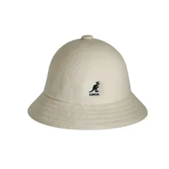 美品 KANGOL カンゴール Wool Casual ウールブレンド ロゴ刺繍 バケットハット メトロハット 帽子 M K3451 ホワイト レディース 古着 中古 USED