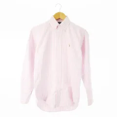 ラルフローレン RALPH LAUREN ボタンダウンシャツ オックスフォード 長袖 ポニーロゴ刺繍 ワンポイント ストライプ S ピンク /CK14 ■GY44