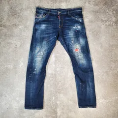 DSQUARED2 ディースクエアード 2024SS SEXY TWIST JEANS ダメージデニム ペイント S74LB1457 ブルー コットン イタリア製