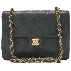 CHANEL シャネル   チェーンショルダー バッグ　シングル   ミニマトラッセ   20cm   ラムスキン   黒   ゴールド金具   レディース【中古】【送料無料】