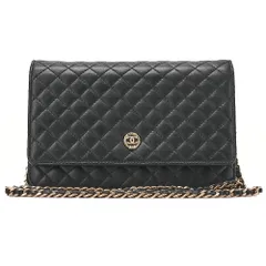 CHANEL シャネル　マトラッセ　チェーンウォレット　ラムスキン　黒　ゴールド金具　ブランド【中古】【送料無料】