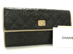 CHANEL シャネル 財布 マトラッセ - ブラック系 レザー×ビニール レディース 二つ折り長財布 ヴィンテージ加工