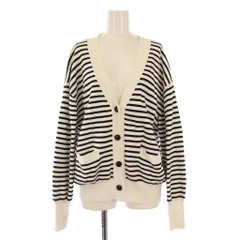 ジャーナルスタンダード レリューム JOURNAL STANDARD relume カーディガン 長袖 Vネック ストレッチ バイカラー ボーダー柄 F 白 ホワイト 黒 ブラック /BB