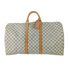 LOUIS VUITTON ルイヴィトン ボストンバッグ ダミエ アズール キーポル バンドリエール 55 N41429 ホワイト系 PVC レザー ユニセックス 2WAY ショルダーバッグ 超美品