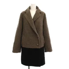 グローブ grove ボアコート ロング バイカラー アウター L 茶 黒 768-93017 /YM ■MT