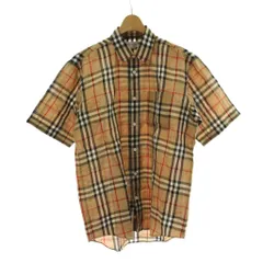 バーバリーズ Burberrys シャツ 麻 リネン M ベージュ マルチカラー ノバチェック 半袖 レギュラーカラー トップス /PP ■GY44