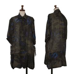 Y's ワイズ ヨウジヤマモト ブルー系総柄Blouse /シャツワンピース