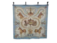 HERMES エルメス スカーフ カレ90 マルチカラー シルク100% レディース paperole 馬車と貴族 美品