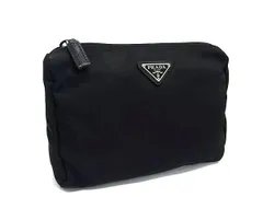 PRADA プラダ ポーチ トライアングルロゴ 1NA011 ブラック テスートナイロン レディース 三角ロゴマーク 美品