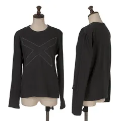 ブラックコムデギャルソンBLACK COMME des GARCONS コットンクロスステッチデザインカットソー 黒S