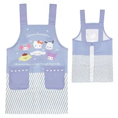 【キャラクターズ ブルー 45815】 エプロン 女の子 キッズ 子供 H型 サンリオ キャラクター 130cm 150cm おしゃれ かわいい 幼稚園 保育園 小学生 中学生 子ども こども 子供用 後ろボタン 可愛い