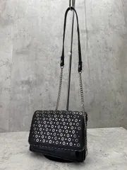 ZARA ザラ フェイクレザー スタッズ チェーン ショルダー バッグ 黒 ■■レディース