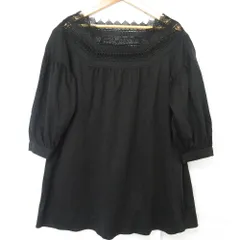 美品 INGEBORG インゲボルグ レース使い カットソー ブラウス ブラック レディース 古着 中古 USED