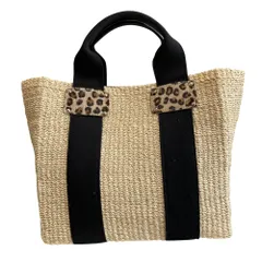 美品 TREASURE TOPKAPI トレジャートプカピ かごバッグ トートバッグ ナチュラル ブラック レディース 古着 中古 USED