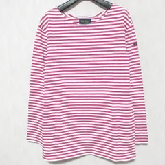 美品 Le Minor ルミノア ボートネック ボーダー Tシャツ カットソー 1 パープル ホワイト レディース 古着 中古 USED