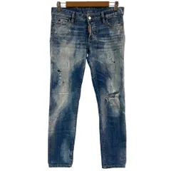 美品 Dsquared2 ディースクエアード ダメージ加工 デニムパンツ ジーンズ S75LB0199 サイズ38 ブルー レディース 古着 中古 USED