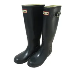 美品 HUNTER ハンター レインブーツ ロングブーツ UK5 24.0cm ネイビー レディース 古着 中古 USED