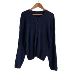 美品 Jurgen Lehl ヨーガンレール リブニットカーディガン М ネイビー レディース 古着 中古 USED